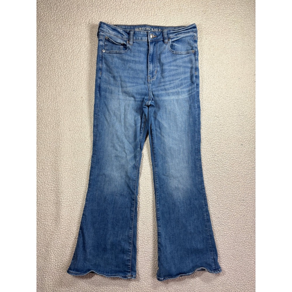 American Eagle Next Level Stretch Super Hi Rise Flare Women 12 Regular Blue Jean